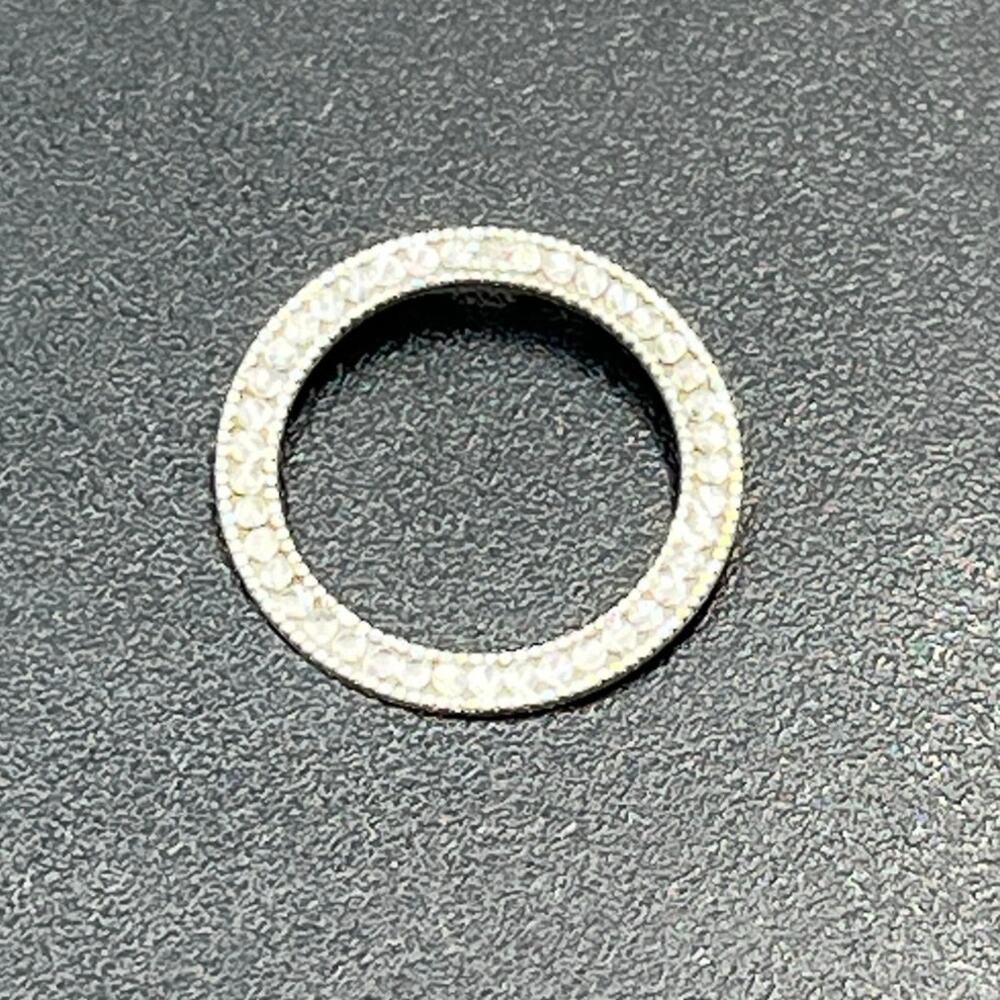 JCM 10k White Gold Round Open Circle Diamond Cut Pendant Stamped